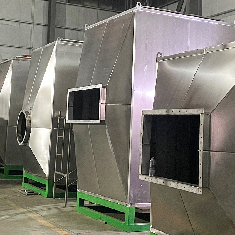 Struktur zum Beladen von oben und seitlicher Entladung. Aktivkohle-Adsorptionsbox aus Edelstahl 304