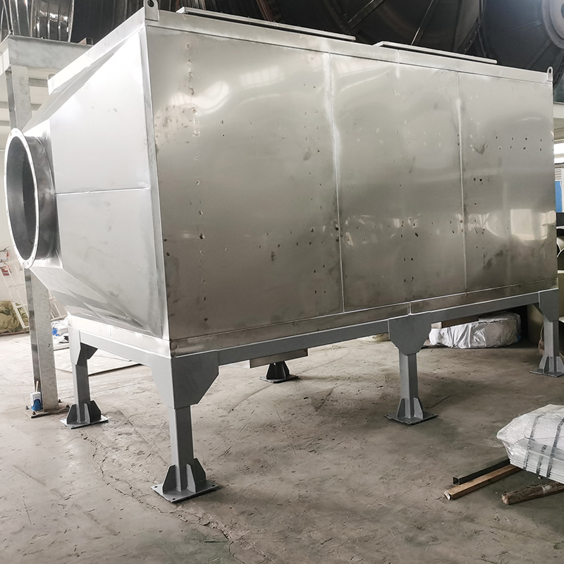 Struktur zum Beladen von oben und seitlicher Entladung. Aktivkohle-Adsorptionsbox aus Edelstahl 304