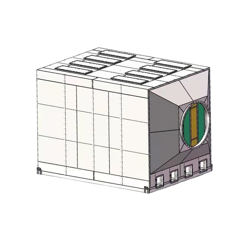 Struktur zum Beladen von oben und seitlicher Entladung. Aktivkohle-Adsorptionsbox aus Edelstahl 304